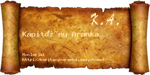 Kapitány Aranka névjegykártya
