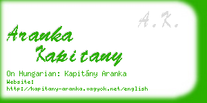 aranka kapitany business card